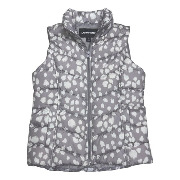 LANDS END Down Fill Designer Gray Winter Puffer Parka Vest Womens XS - Picture 1 of 6